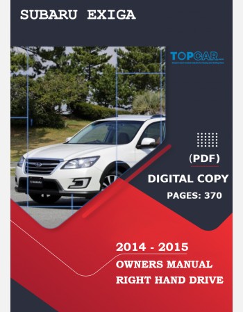 subaru exiga 2014-2015 owners manual in english
